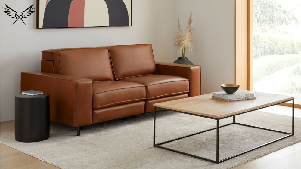 Cinnamon Weston Leather Axel Sofa