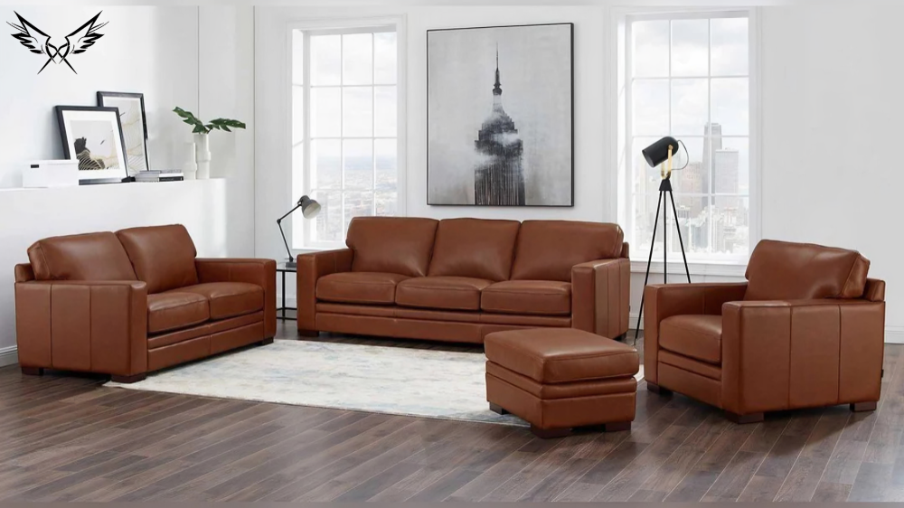 Cinnamon Weston Leather Axel Sofa